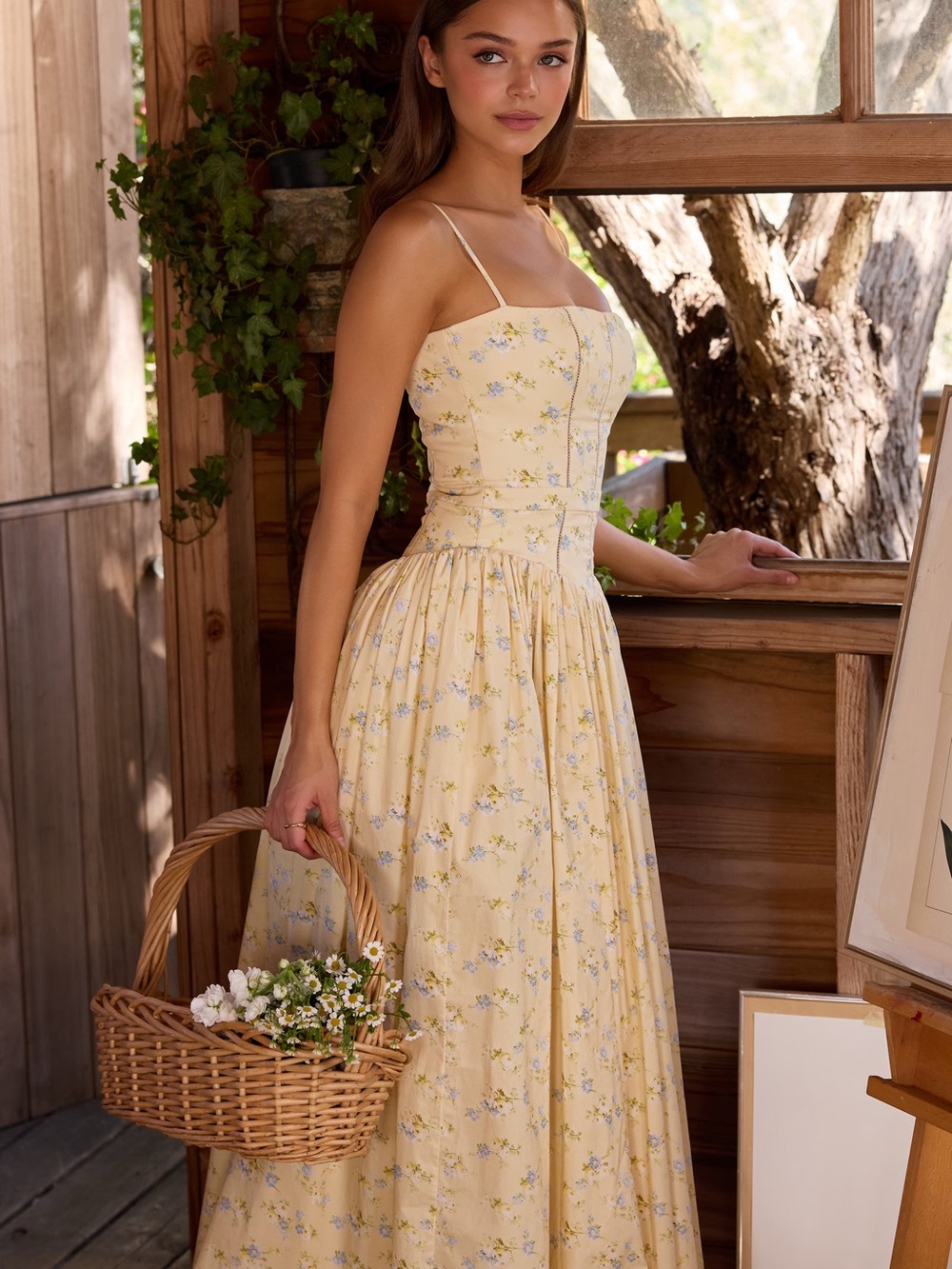 House of CB Ysabella Yellow Floral Spaghetti-Strap Maxi Dress - Picture 2 of 3